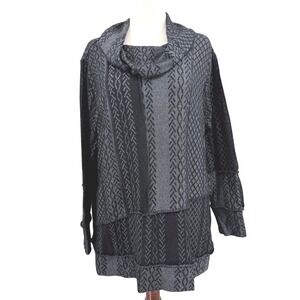 Soft Surroundings Gray and Black Patterned Cowl Neck Tunic